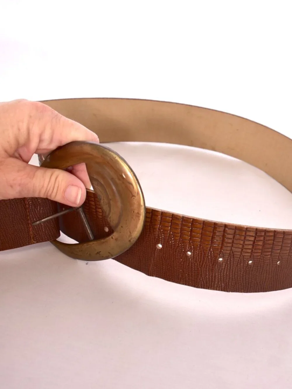 Brown 2 Inch Belt With Gold Buckle